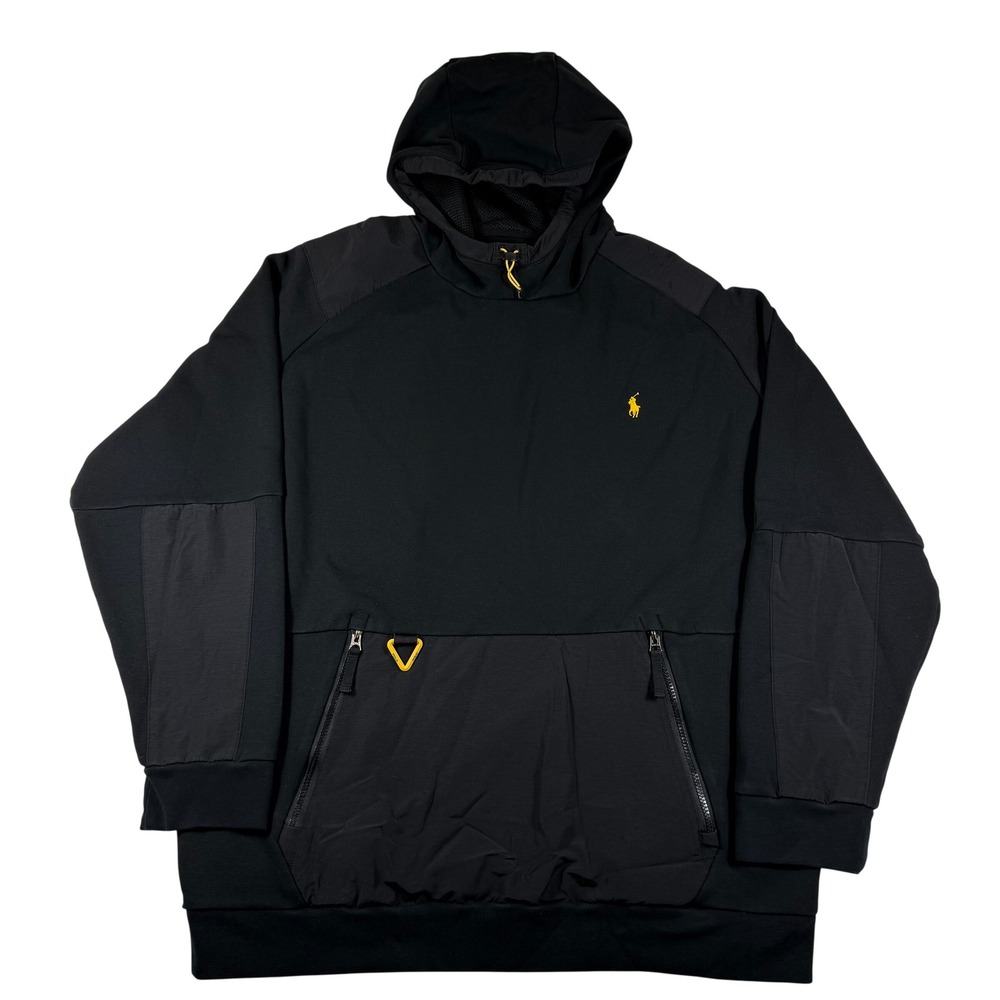 Polo Ralph Lauren Mens Hybrid Tech Hoodie Black Utility Pullcord 4XLT Big & Tall